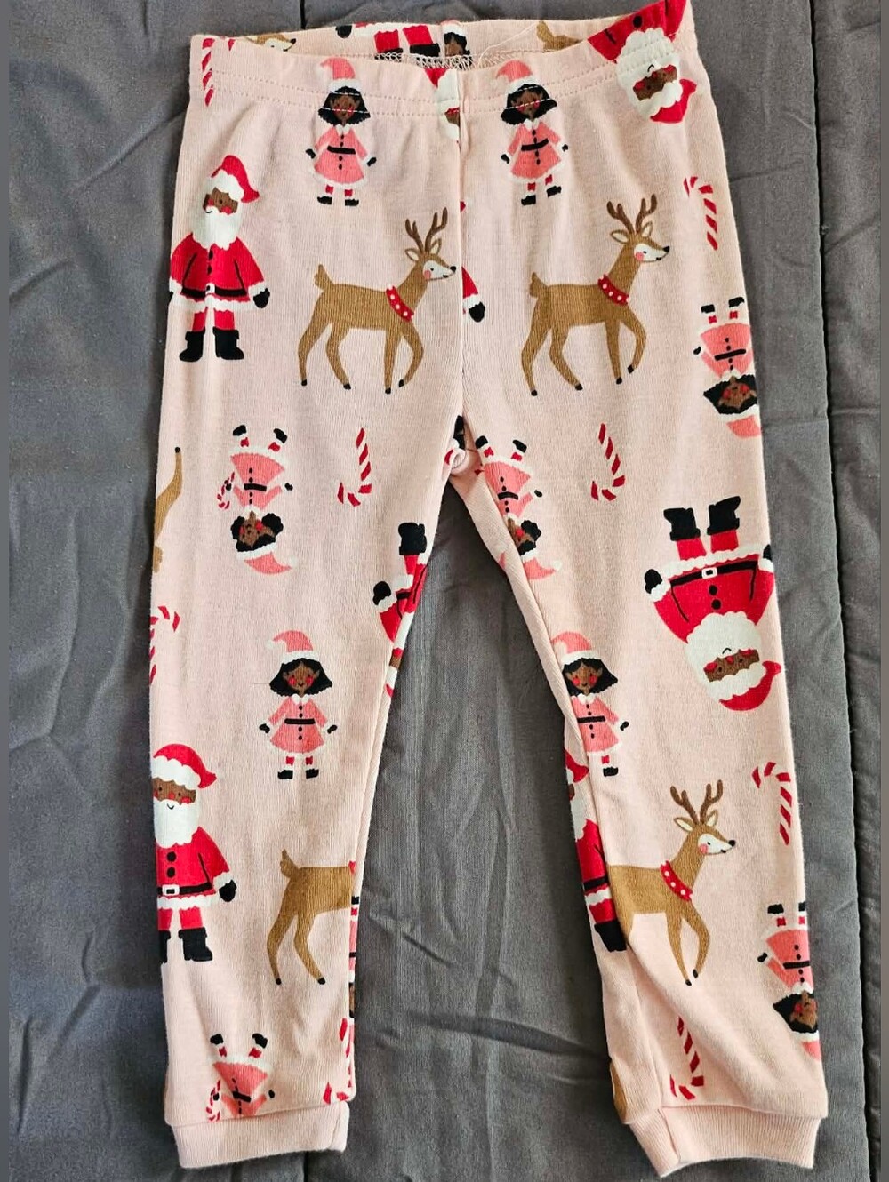 Carter's Pink Holiday Pajama Pants with Santa, Reindeer & Candy Canes